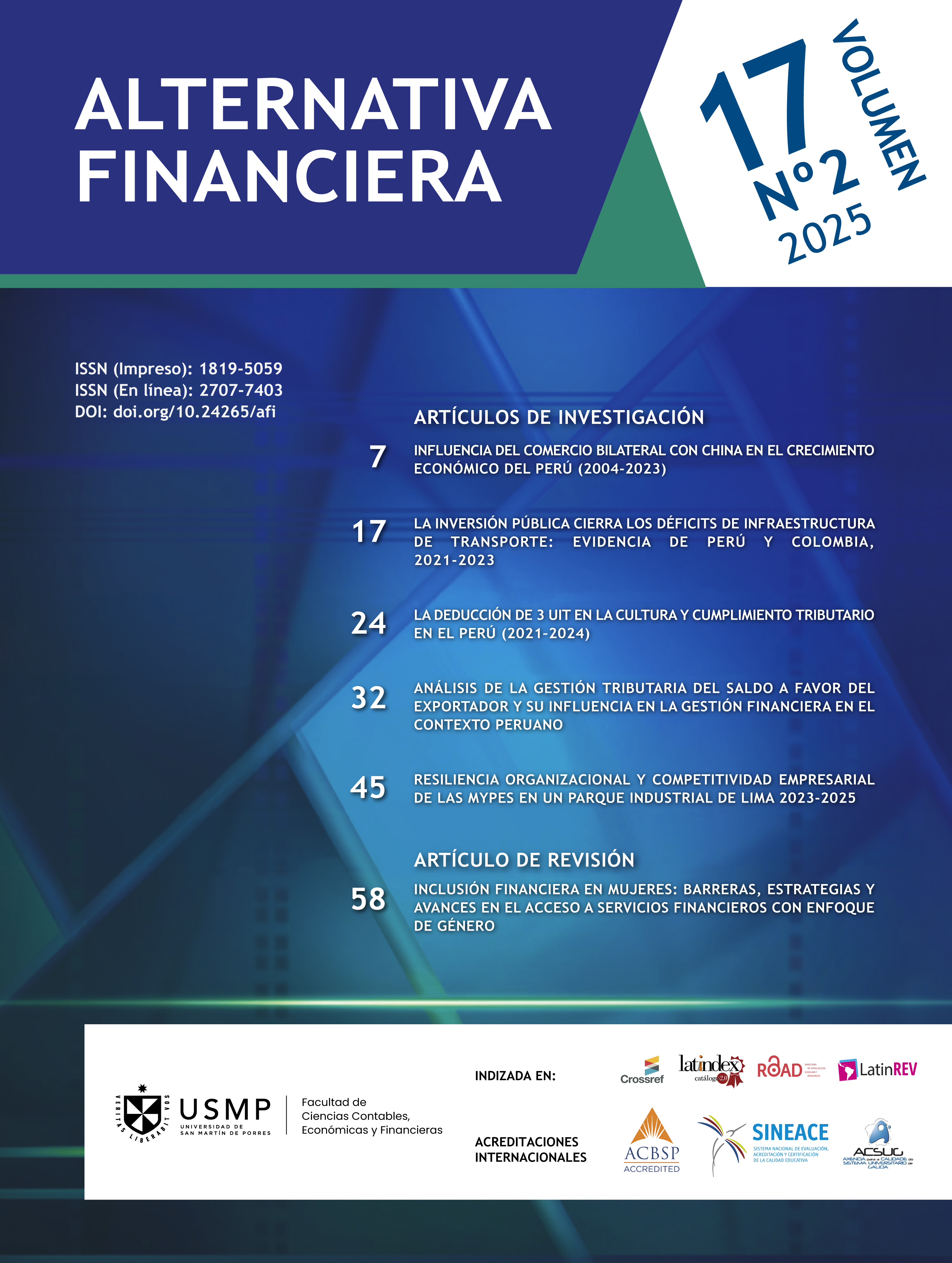 					Ver Vol. 17 Núm. 2 (2025): Alternativa Financiera
				