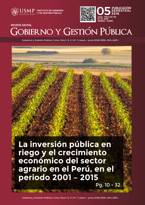 					Ver Vol. 5 Núm. 1 (2018): Revista Gobierno y Gestión Pública
				